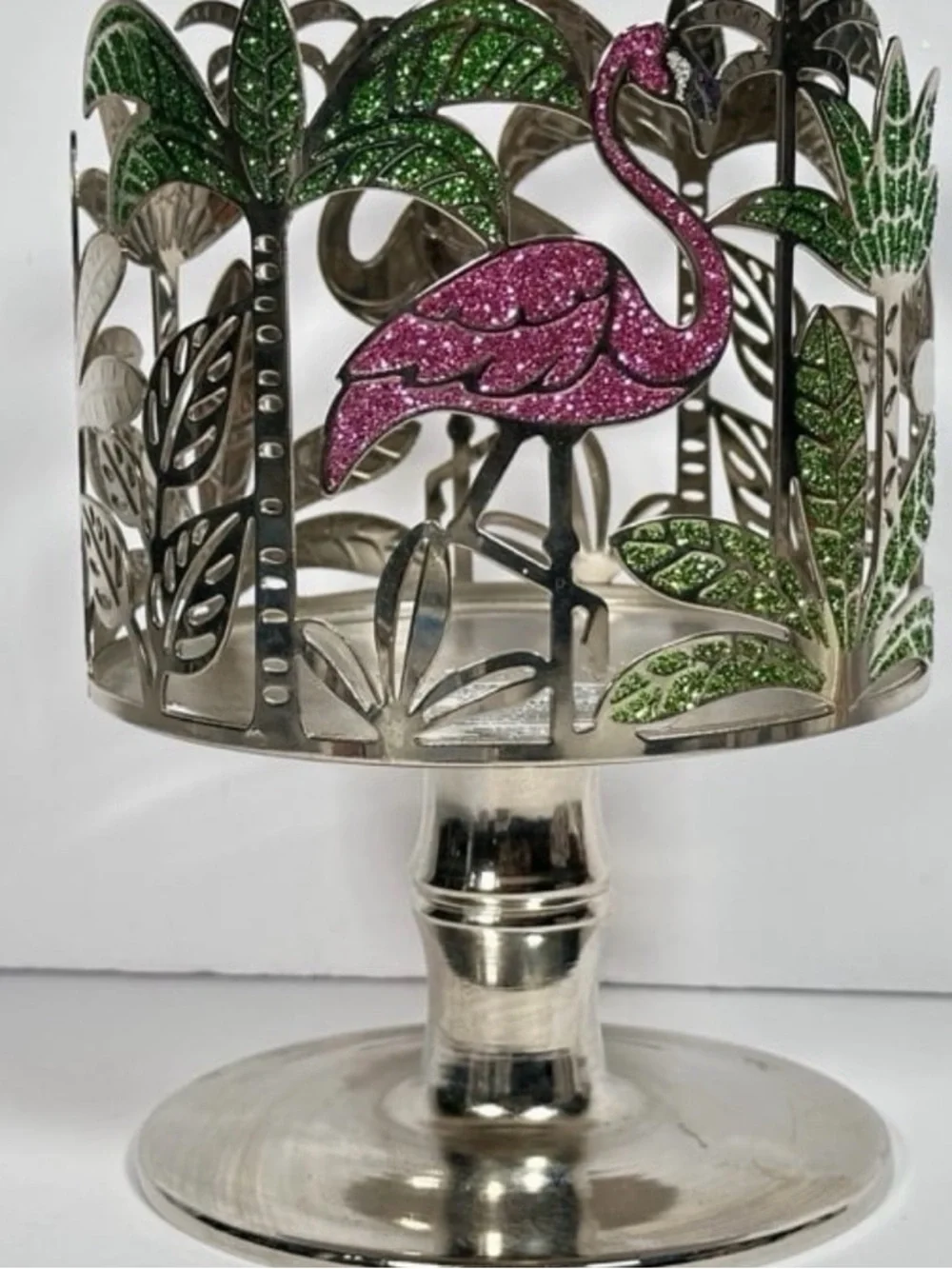 Bath & Body Works Pink Flamingo & Green Tropical Metal Candle Holder - Picture 1 of 5